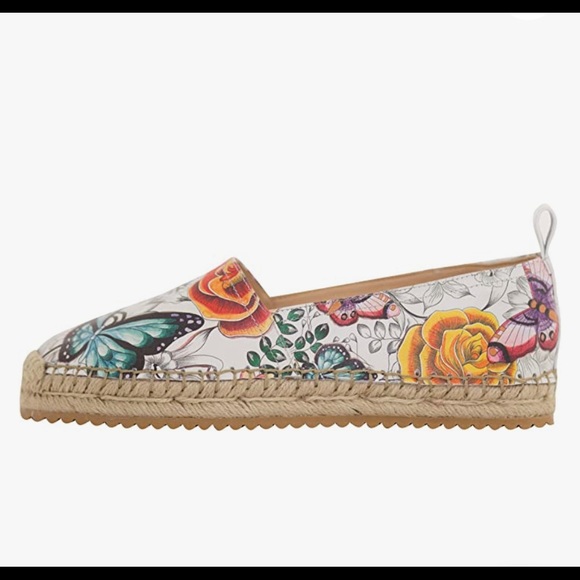 NEW Anuschka Floral Paradise Leather Platform Espadrille Loafer |Memory foam - Picture 2 of 7